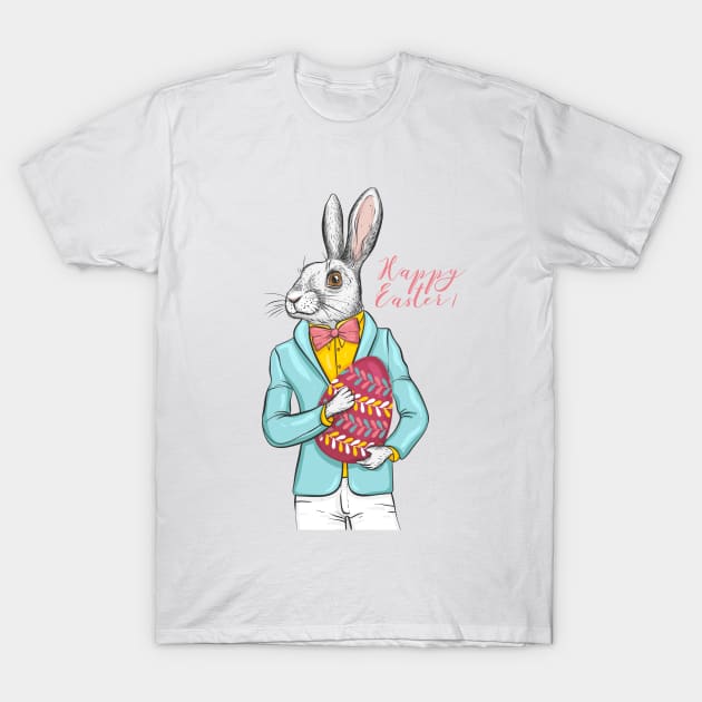 Happy Easter rabbit hipster with egg T-Shirt by Marysha_art